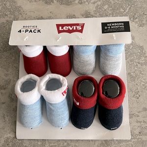 Levi’s 4-Pack Sock Booties, Size 0-6 Months, New w/Tag